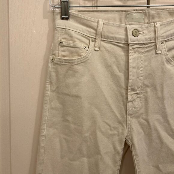 MOTHER The Insider Crop Step Fray Jeans in So Far Gone (Cream/Tan), Size 25 - Picture 3 of 10